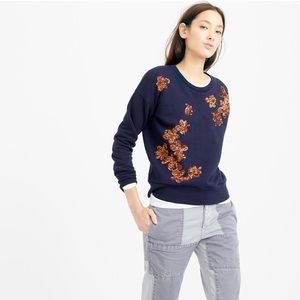 J.Crew Blue Sequined Floral Sweatshirt